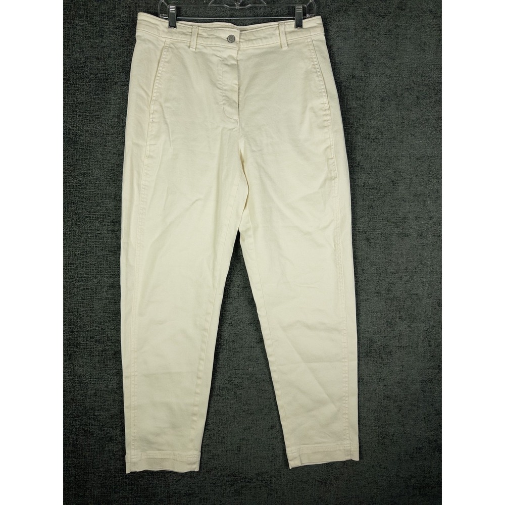 Banana Republic Barrel Leg Pants‎ Womens 10L Cream Chino Relaxed Preppy Coastal